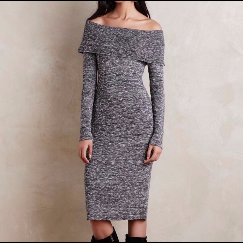 Anthropologie Charcoal Long Sleeve Dress